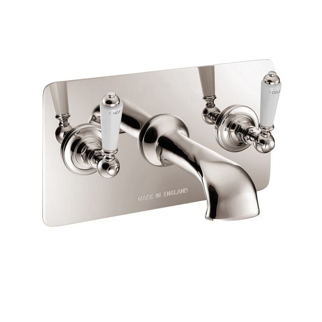 Wall Mounted Bath Filler With Concealing Plate - in Chrome, Nickel or Copper