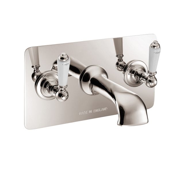 Wall Mounted Bath Filler With Concealing Plate in Chrome, Nickel or