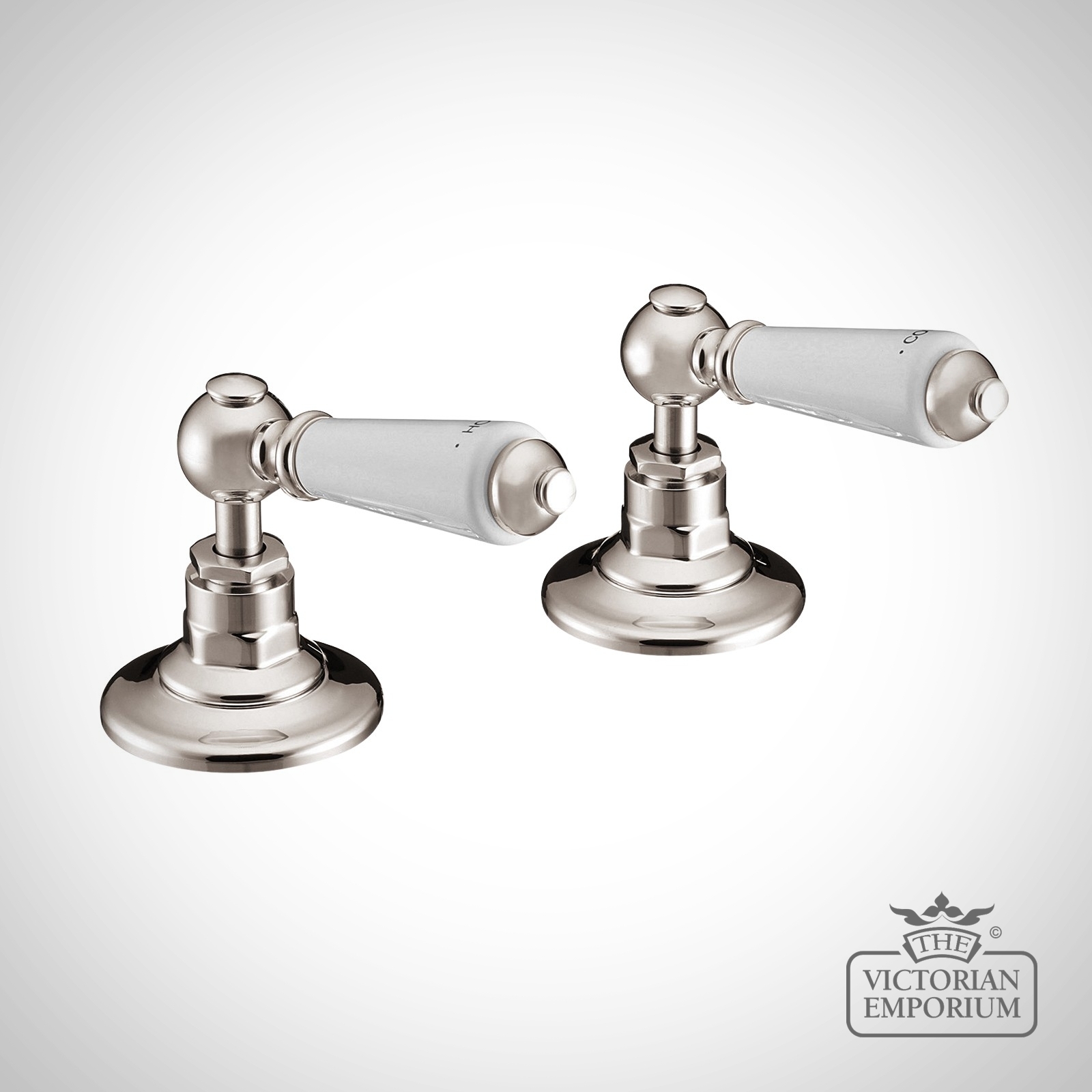 Deck Mounted Bath Valves With Ceramic Lever - in Chrome, Nickel or Copper