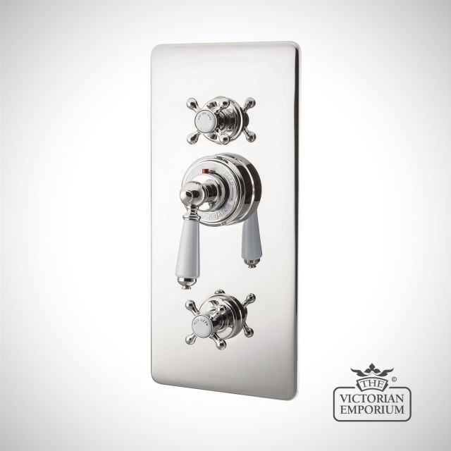Concealed Thermostatic Valve With Integral flow Valves - in Chrome, Nickel or Copper