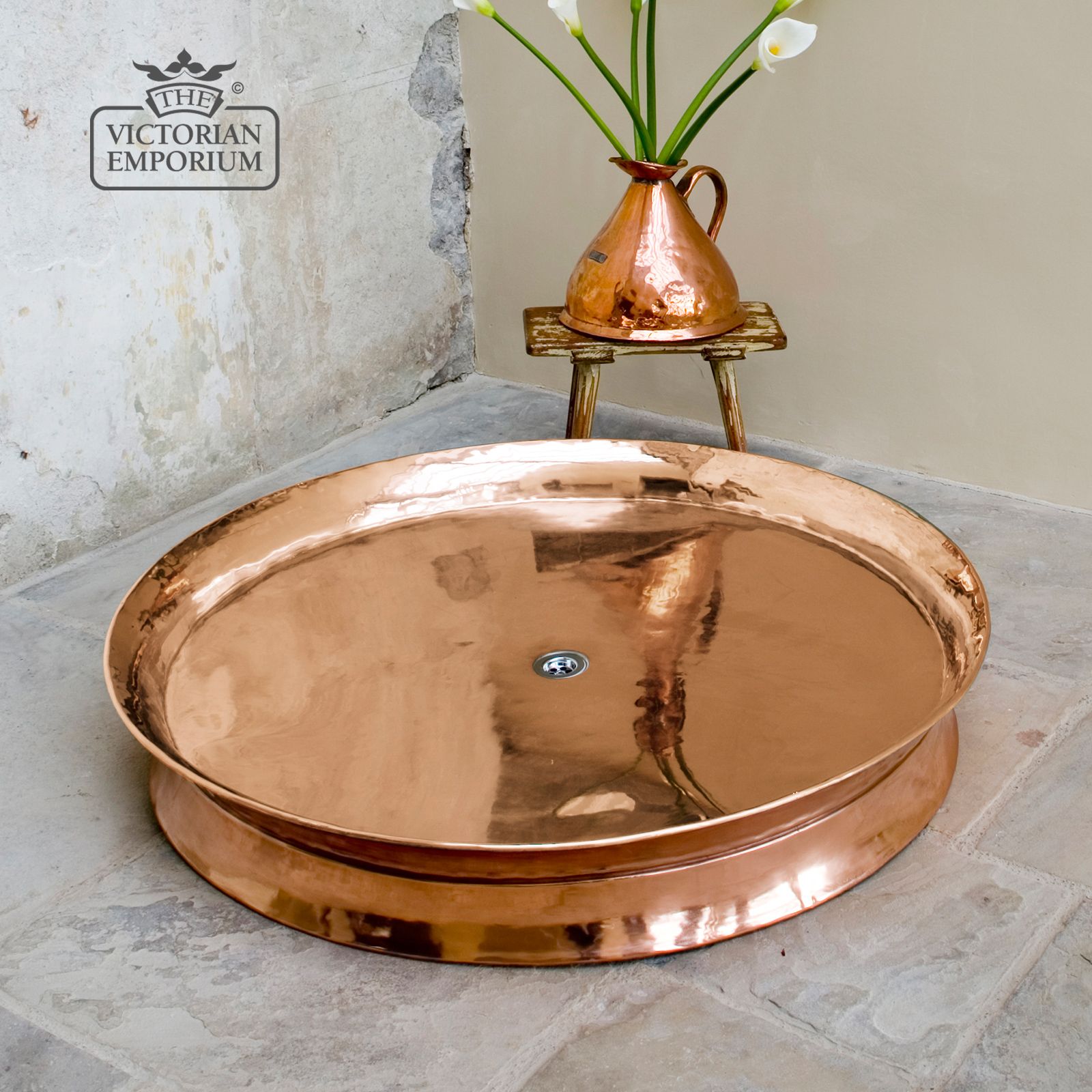 Copper Circular shower tray in a choice of sizes