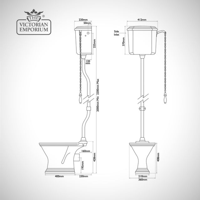Highgate High Level Toilet, Cistern and Flush Pipe Kit