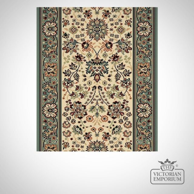 Victorian Stair Carpet Runner - style AV59111 in Aqua Multicoloured