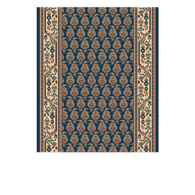 Victorian Stair Carpet Runner - style AV59110 in Navy Pattern