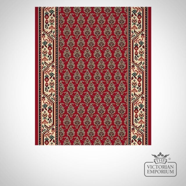 Victorian Stair Carpet Runner - style AV59110 in Red Pattern