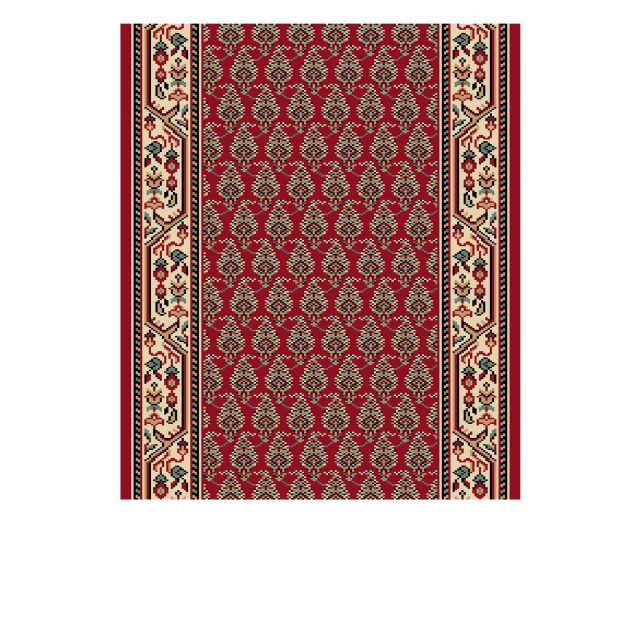 Victorian Stair Carpet Runner - style AV59110 in Red Pattern