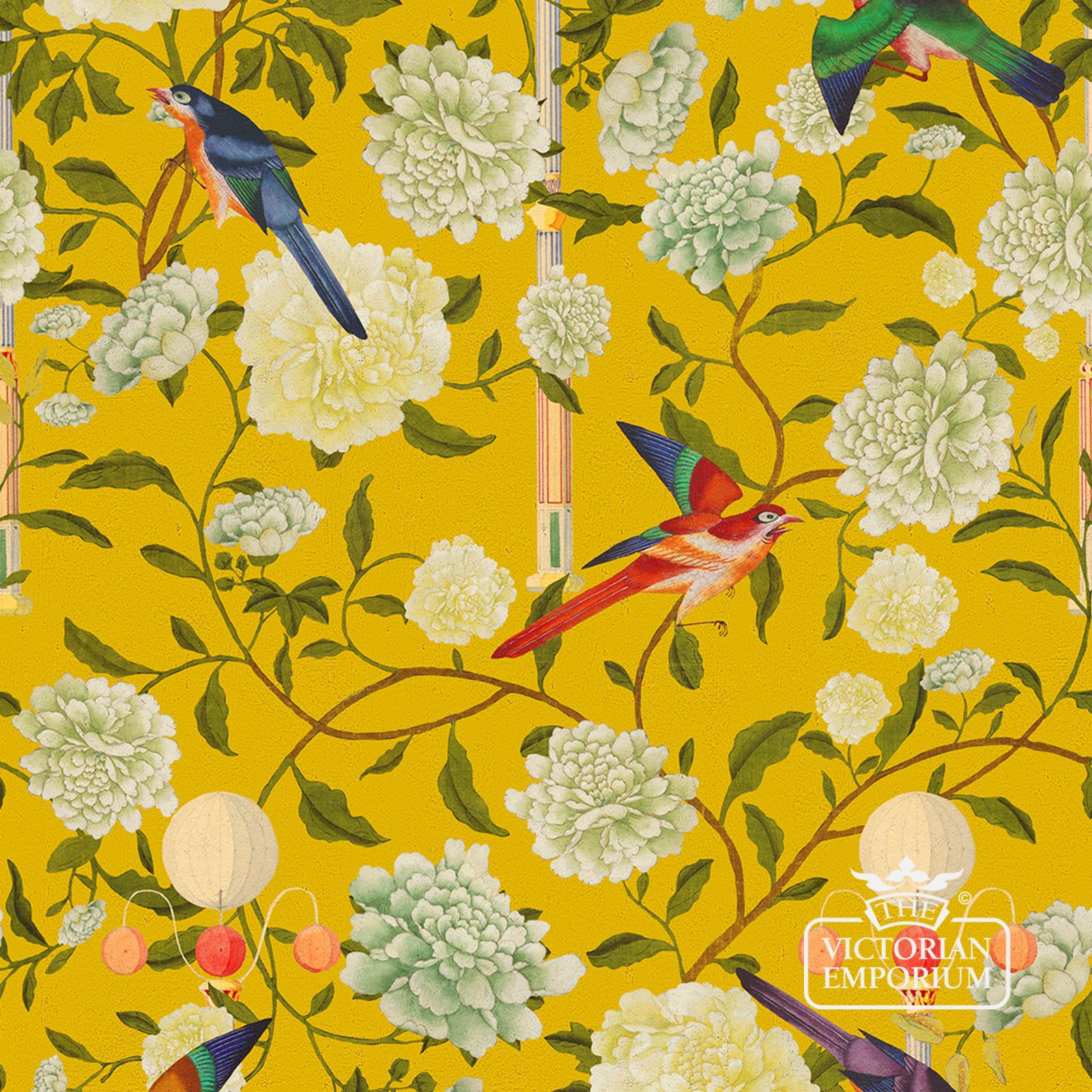 Garden of Immortality Wallpaper in a choice of blue or yellow