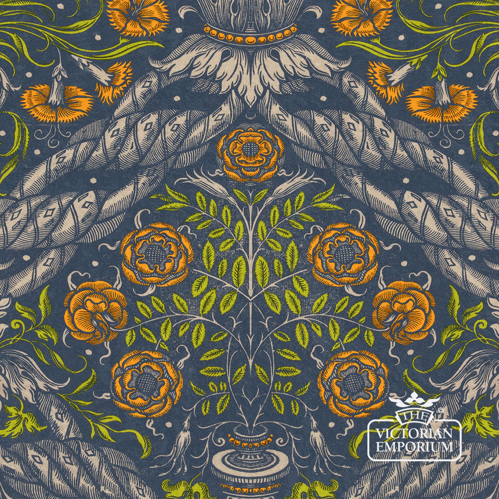 Floral Ornament Wallpaper - featuring roses and twisted link chains