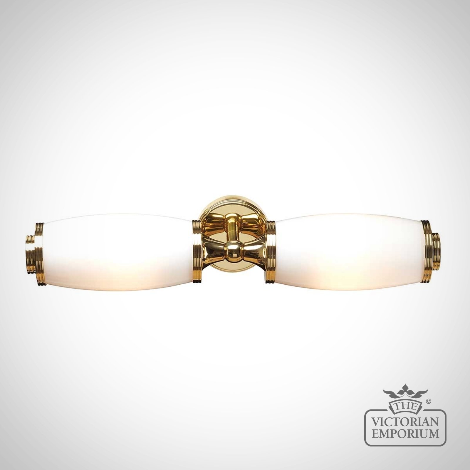 Eliot 2 Double Bathroom Wall Light In Solid Brass