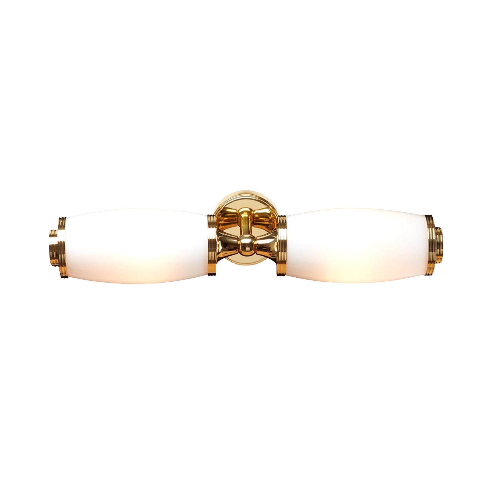 Double bathroom wall light in solid brass