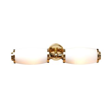 Double bathroom wall light in solid brass