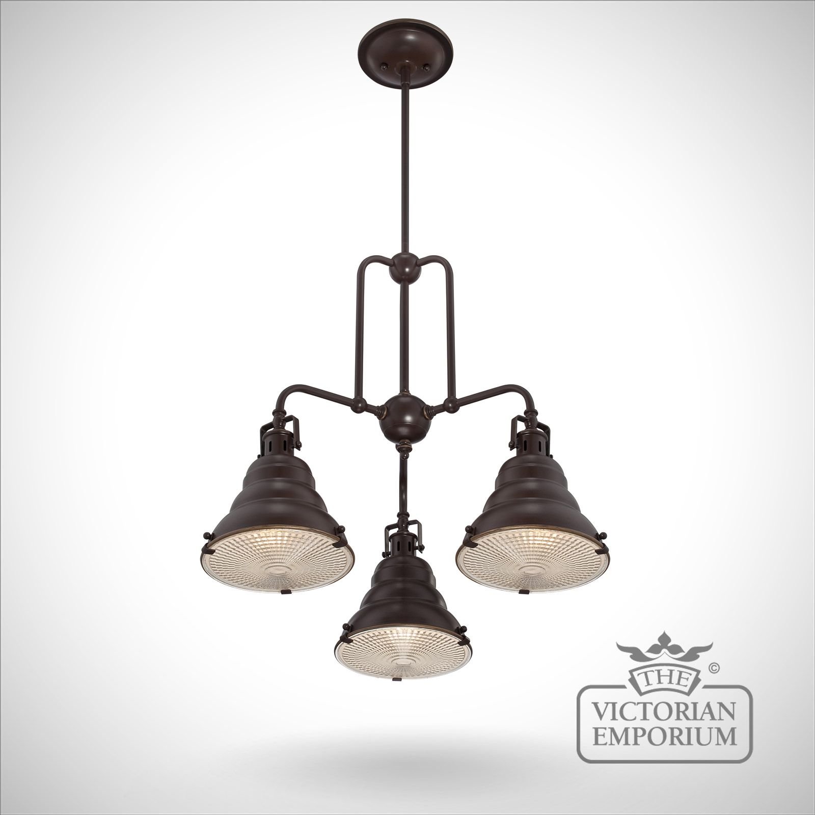 East Vale triple ceiling pendant light in Palladin bronze