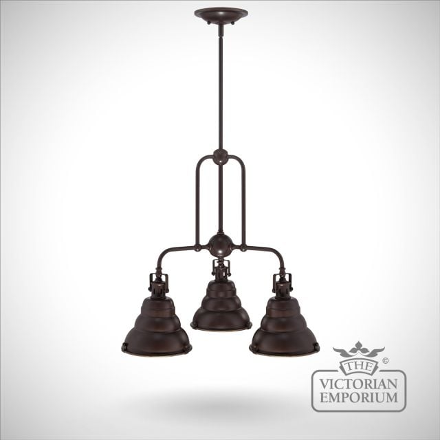 East Vale triple ceiling pendant light in Palladin bronze