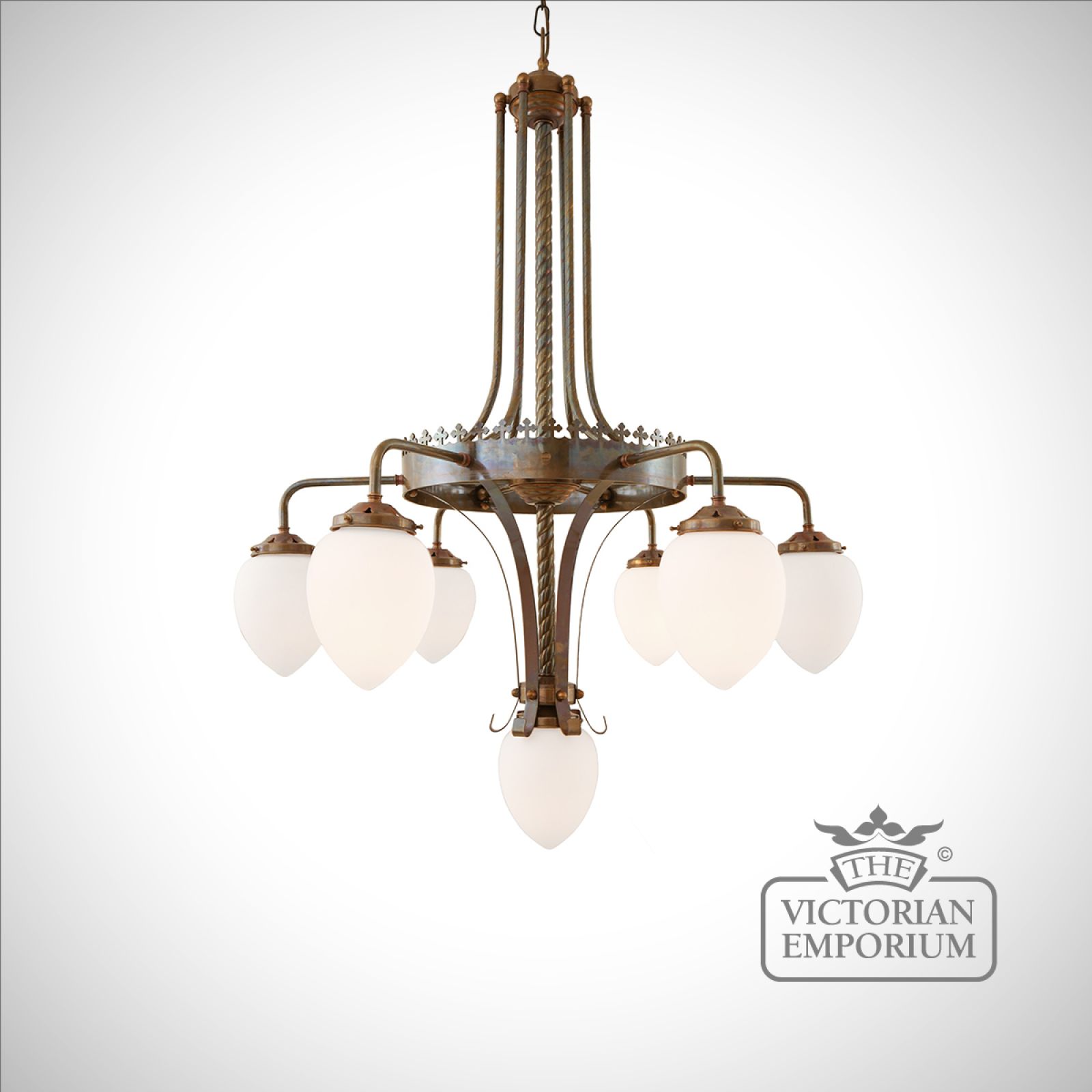 Killarney 6 arm/7 light chandelier for high ceilings
