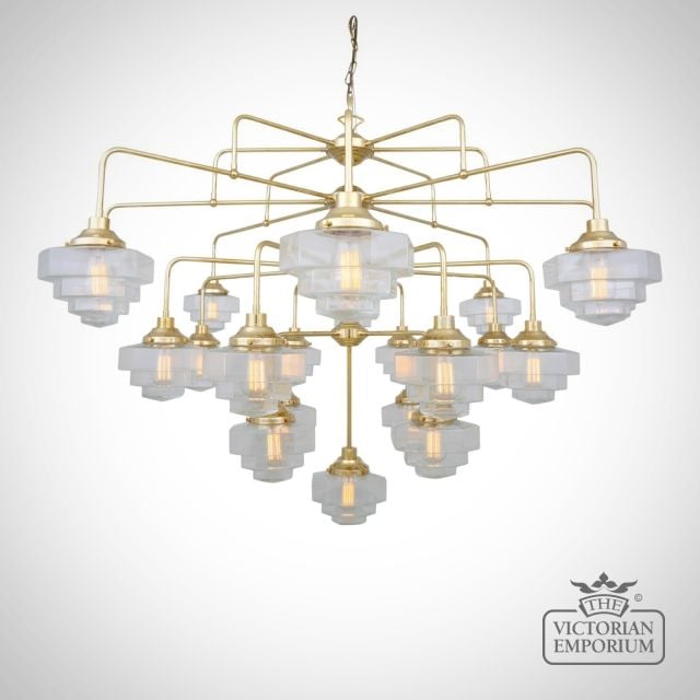 Siena Art Deco 4 Tier Chandelier With 21 Glass Shades  Mlf333polbrs
