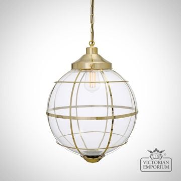 Henlow Glass Globe Pendant Light with Brass Cage
