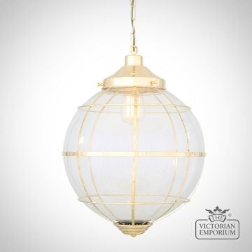 Henlow Glass Globe Pendant Light With Brass Cage  Mlp474polbrs 1