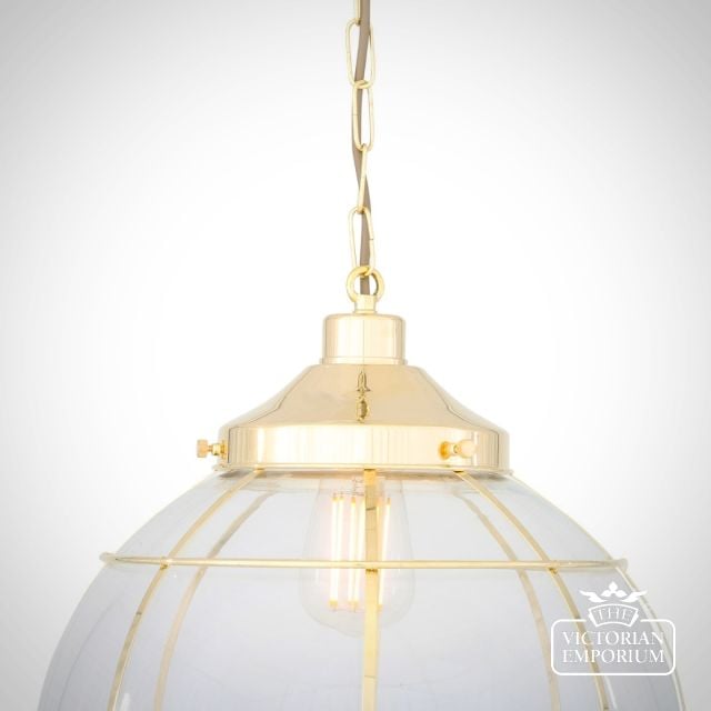 Henlow Glass Globe Pendant Light With Brass Cage  Mlp474polbrs 3