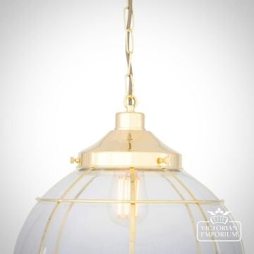 Henlow Glass Globe Pendant Light With Brass Cage  Mlp474polbrs 3