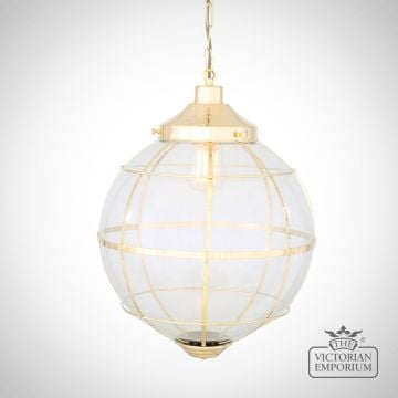 Henlow Glass Globe Pendant Light With Brass Cage  Mlp474polbrs 4