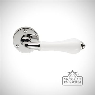 Porcelain lever door handle (plain white & chrome)