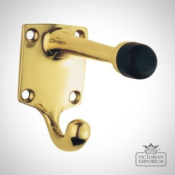 Traditional Brass Coat & Hat Hook with Rubber Buffer – 86mm