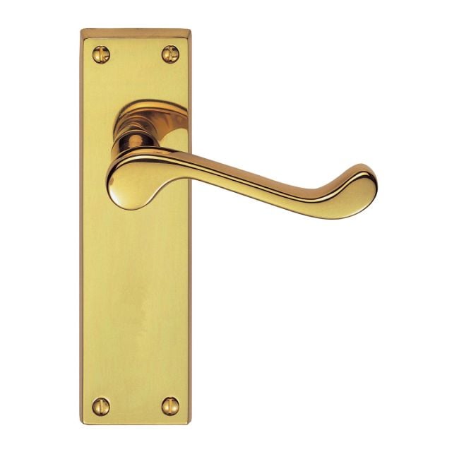 Victorian scroll door handle (no keyhole) with internal latch pack