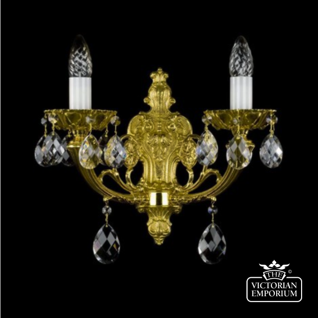 Livia Brass Wall Light With Bohemian Crystal Drops