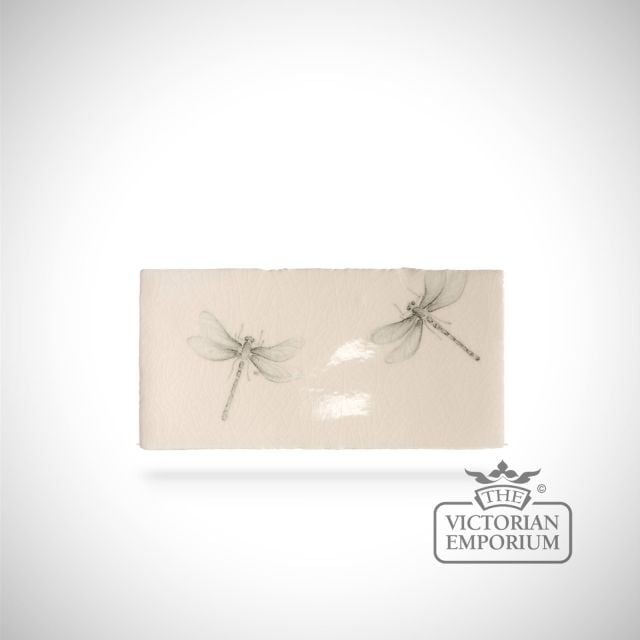 Hand painted tile 6.5x13cm - insect border A