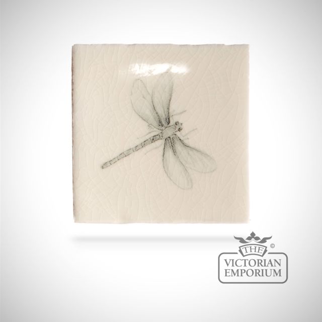 Hand painted tile 6.5x6.5cm - dragonfly 1