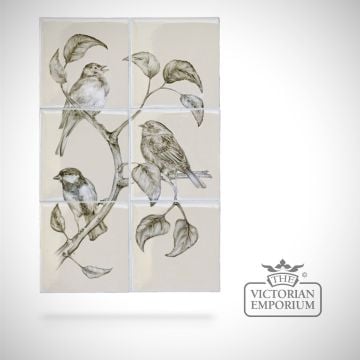 Tiles Hand Painted Crackle Glaze Traditional Classic Victorian Kitchen Splash Back Bathroom 13x13 Britishbirds 01