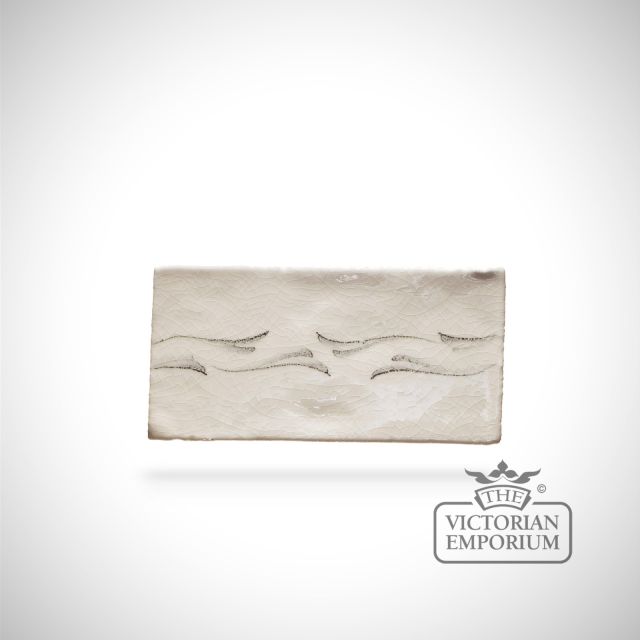 Hand painted tile 6.3x13cm - willow border broken