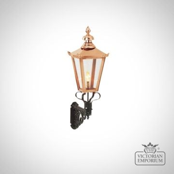 Medium Square Copper Wall Lantern With Cast Bracket