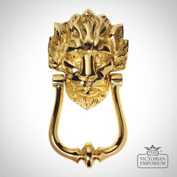 Brass Lion Head Door Knocker - No.10 Style