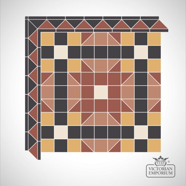 Nottingham Victorian Mosaic Floor Tiles - Centre Pattern 30x30cm sheets for indoor and outdoor use