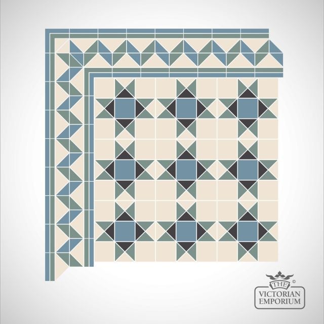 Richmond Green Victorian Mosaic Floor Tiles - Centre Pattern 30x30cm sheets for indoor and outdoor use