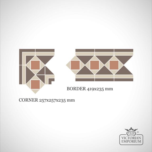 Derby Victorian Mosaic Floor Tiles - Border and corner sheets for indoor and outdoor use