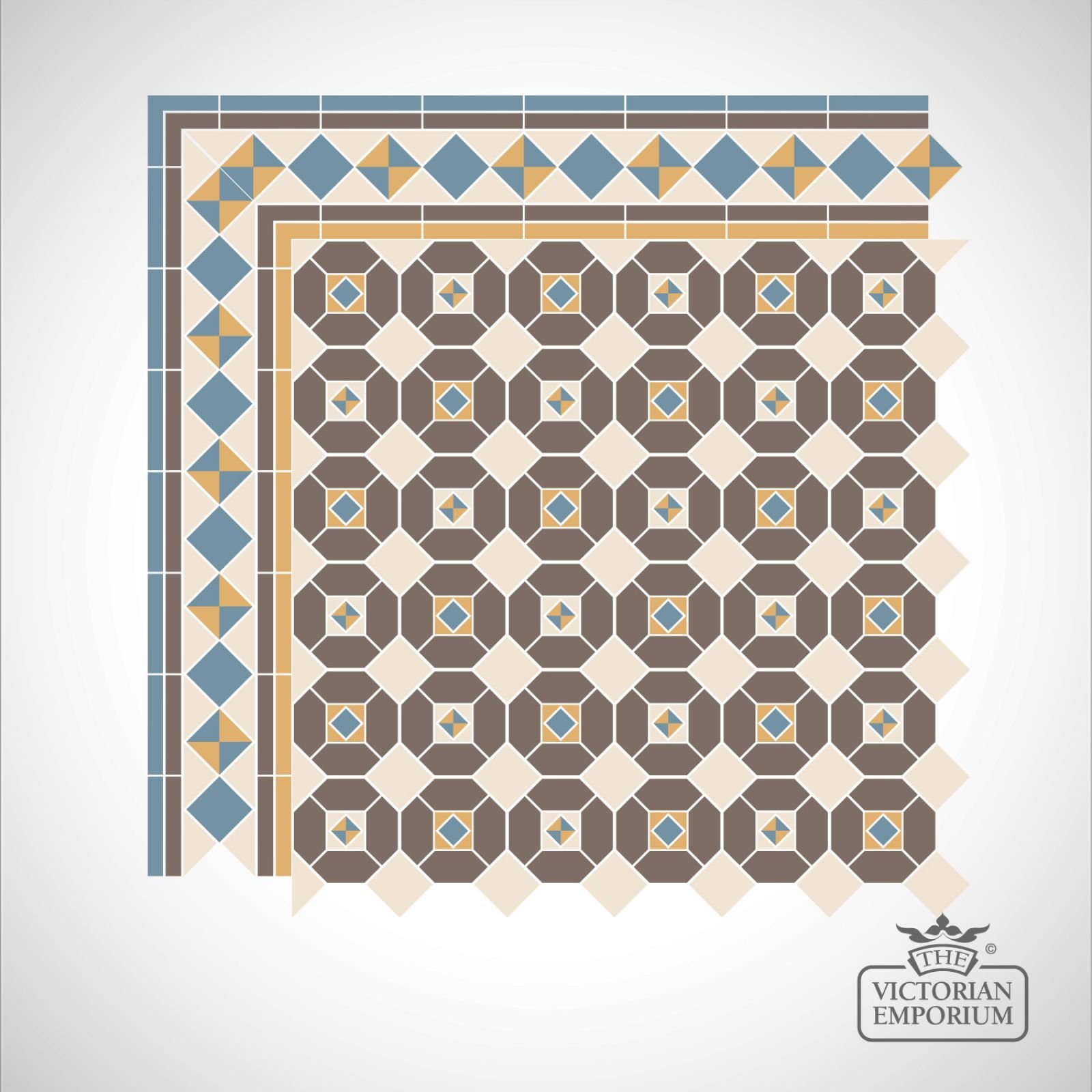 Kiev Victorian Mosaic Floor Tiles - Centre Pattern 295x295mm sheets for indoor and outdoor use
