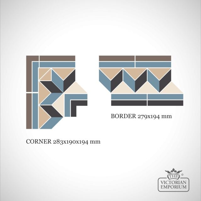 Minsk Victorian Mosaic Floor Tiles - Border and corner sheets for indoor and outdoor use