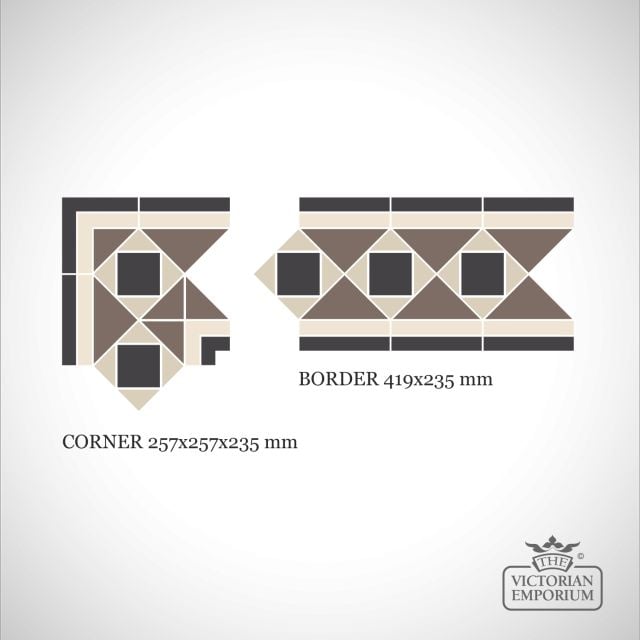 Poznan Victorian Mosaic Floor Tiles - Border and corner sheets for indoor and outdoor use