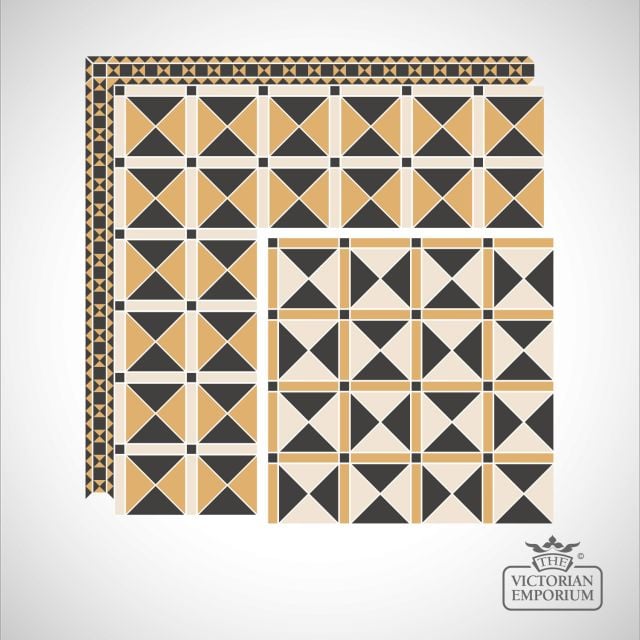 St Sepulchre Victorian Mosaic Floor Tiles - Centre Pattern 331x331mm sheets for indoor and outdoor use