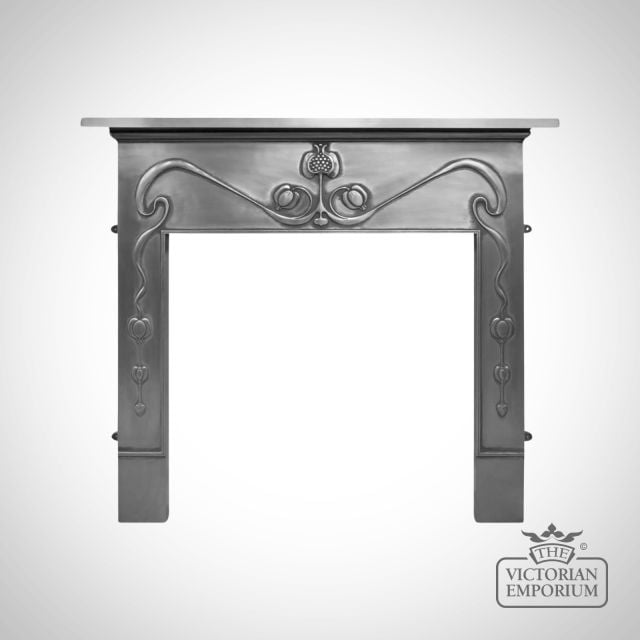 Art Nouveau Cast Iron Fire Surround Polished