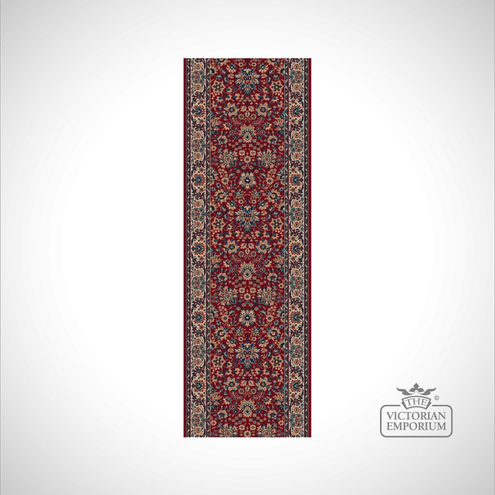 Victorian Stair Runner Carpet style KO1164 in Red, Beige/Brown
