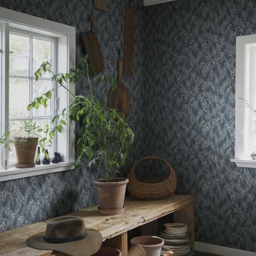 Lily Of The Valley Wallpaper In A Choice Of 3 Colourways Liljekonvalj Indigo Blue 479 56 1