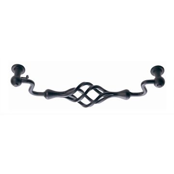 Steel cage drop drawer pull with swan neck arms