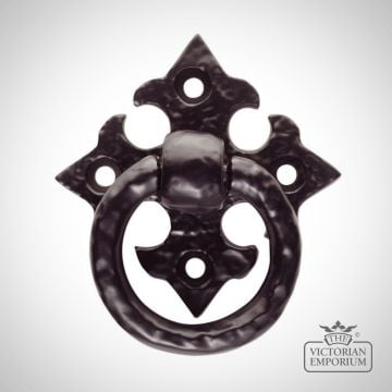 Ring pull handle on gothic cross pattern backplate