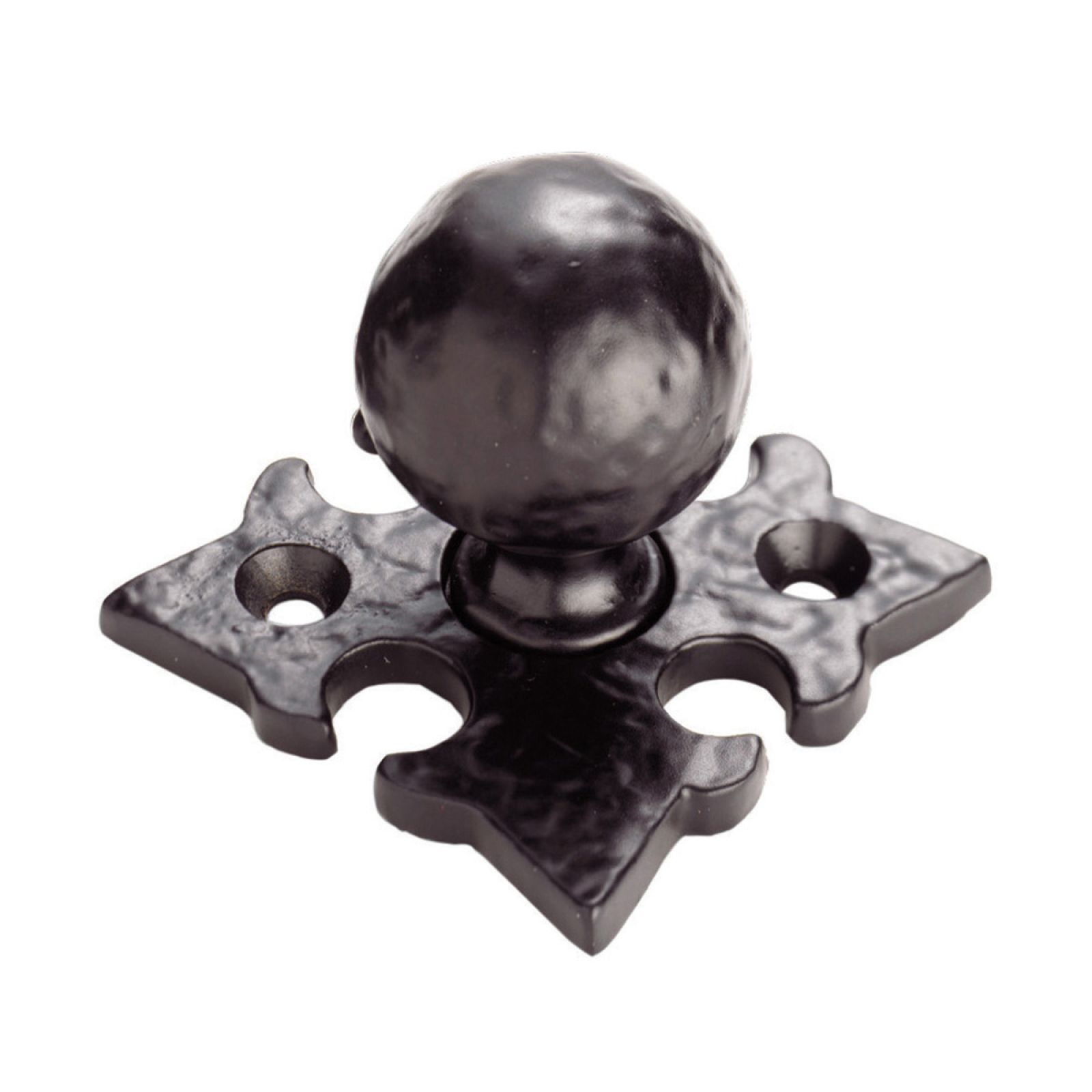 Hammered pattern ball knob on gothic cross backplate Knob