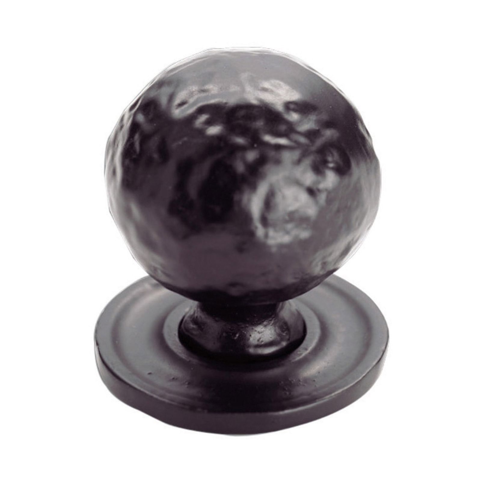 Hammered pattern ball knob on round rose Knob