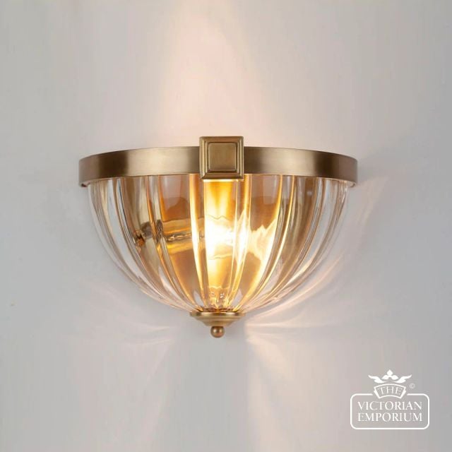 Belzoni Scalloped Wall Light With Decorative Details Distressed Brass Square