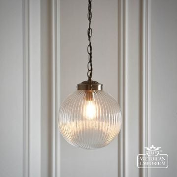 71123  Brydon Ribbed Glass Globe Ceiling Pendant Light 1
